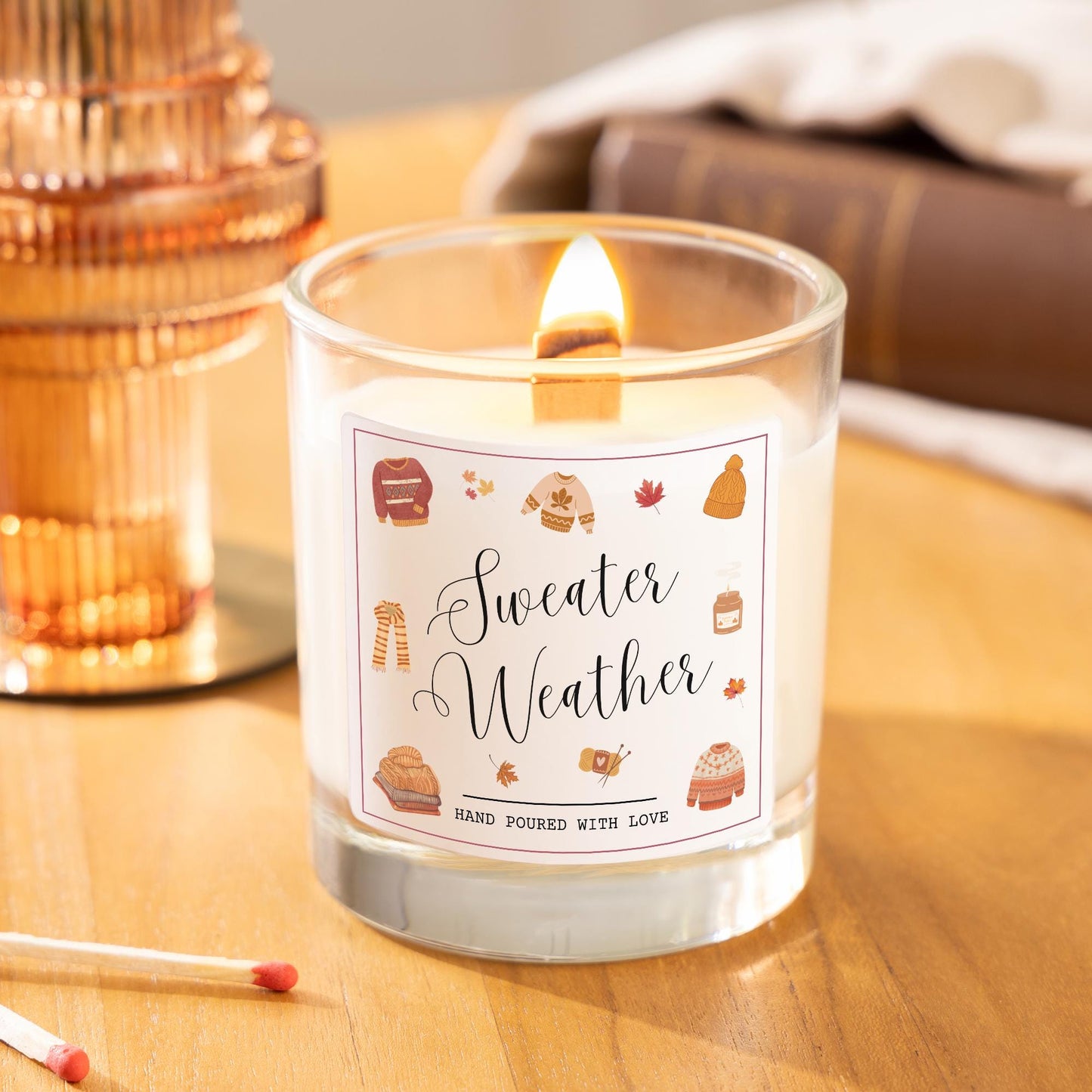 Sweater Weather Cosy Autumn Candle, Pumpkin Spice Cute Halloween Decor, Cosy Fall Decor, Autumn Home Decor Candle, Autumn Decoration, Cosy Gift, Autumn Inspiration, Fall Gift, Halloween Pumpkin Decor, Fall Decor