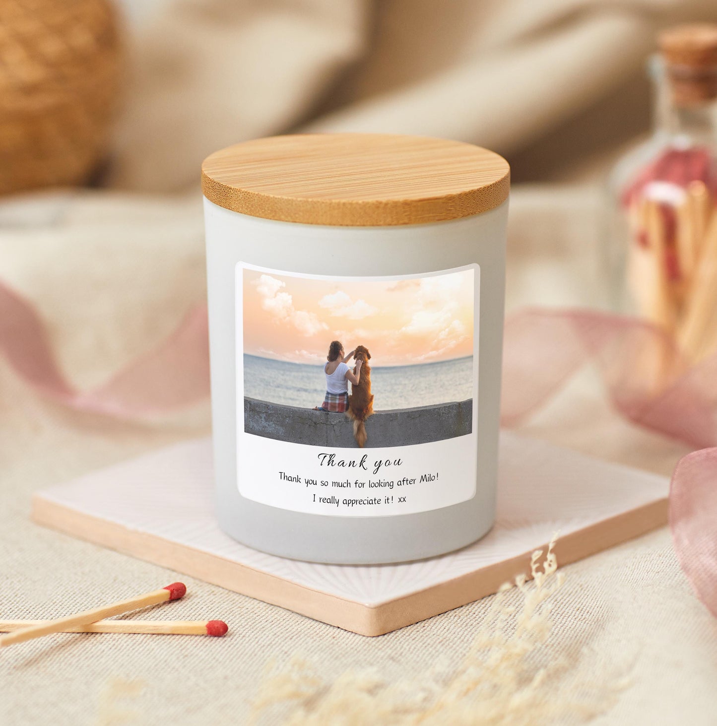 Personalised Thank You Candle Gift Set, Thank You Photo Candle For ANY Occasion, Thank You Colleague, Thank You Pet Sitter Appreciation Gift