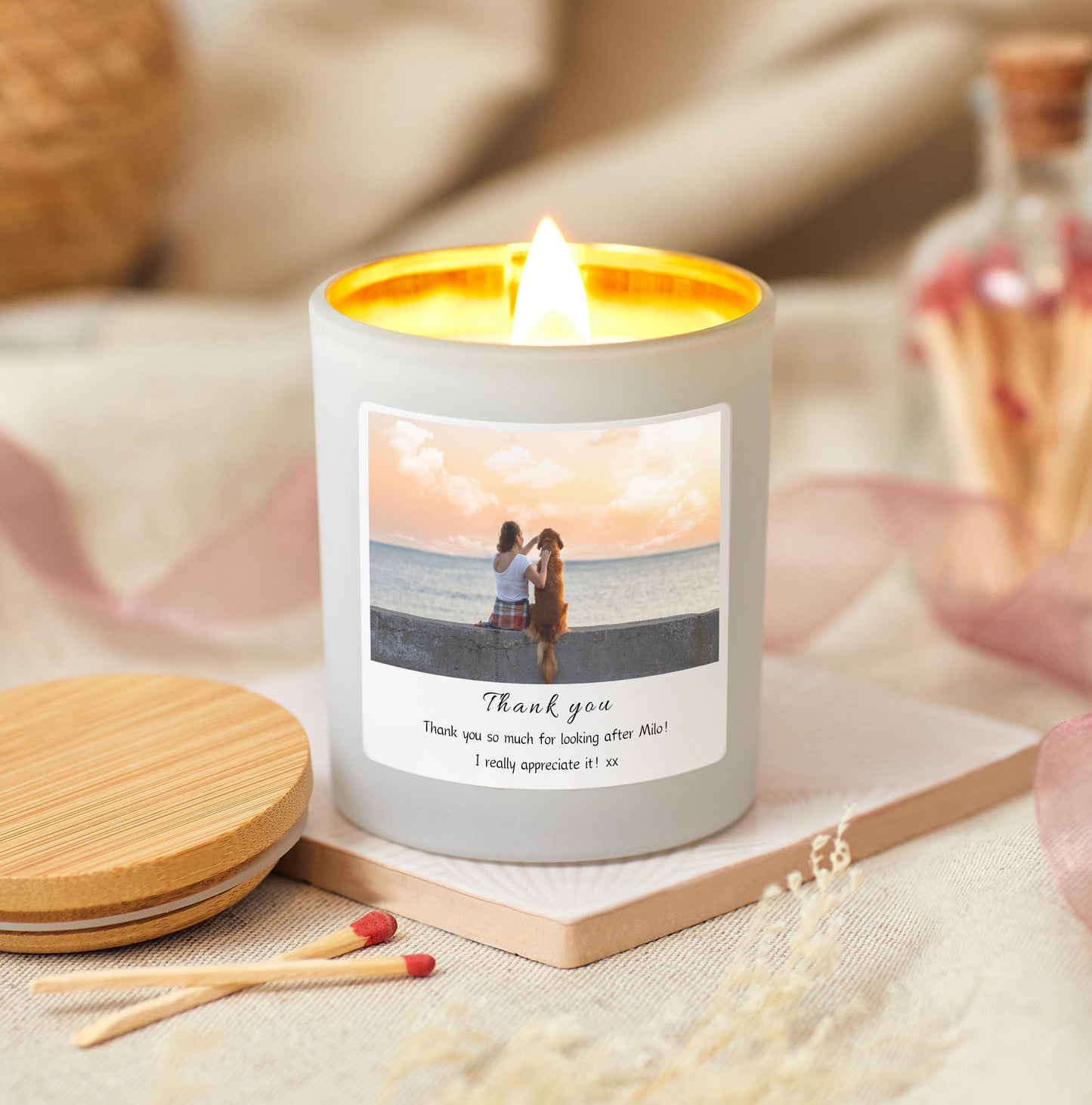 Personalised Thank You Candle Gift Set, Thank You Photo Candle For ANY Occasion, Thank You Colleague, Thank You Pet Sitter Appreciation Gift