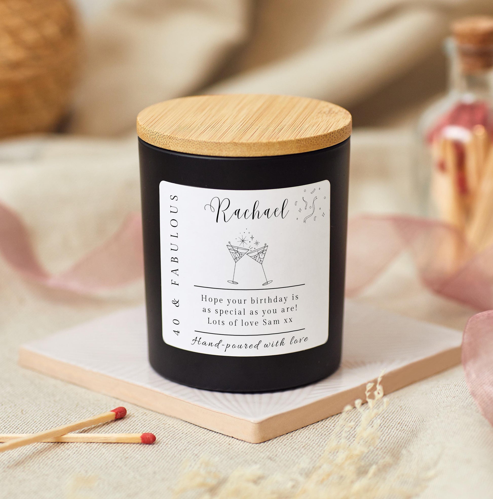 40 and Fabulous Birthday Hamper, 40th Birthday Gifts for Women, Forty & Fabulous Personalised Candle Gift for Her, 40th Birthday Personalised Candle, Funny Candle for Friends 40th, Auntie Gift, Gift under 20, Gift under 30, Sister Gift,