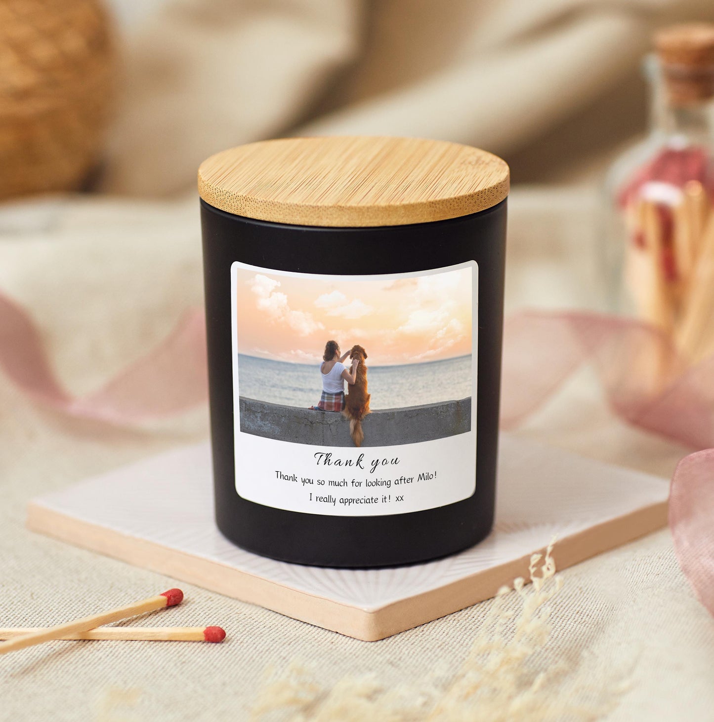 Personalised Thank You Candle Gift Set, Thank You Photo Candle For ANY Occasion, Thank You Colleague, Thank You Pet Sitter Appreciation Gift