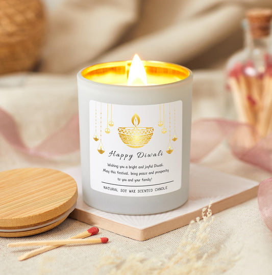 Personalised Diwali Gift For Family, Happy Diwali Personalised Candle, Festival of Lights Diwali Celebrations Gifts, Diwali Decorations   Prosperity and Wealth Candle Gift, Diwali Decor Candle, Diwali Gift Hamper, Diwali Rangoli Candle Gift