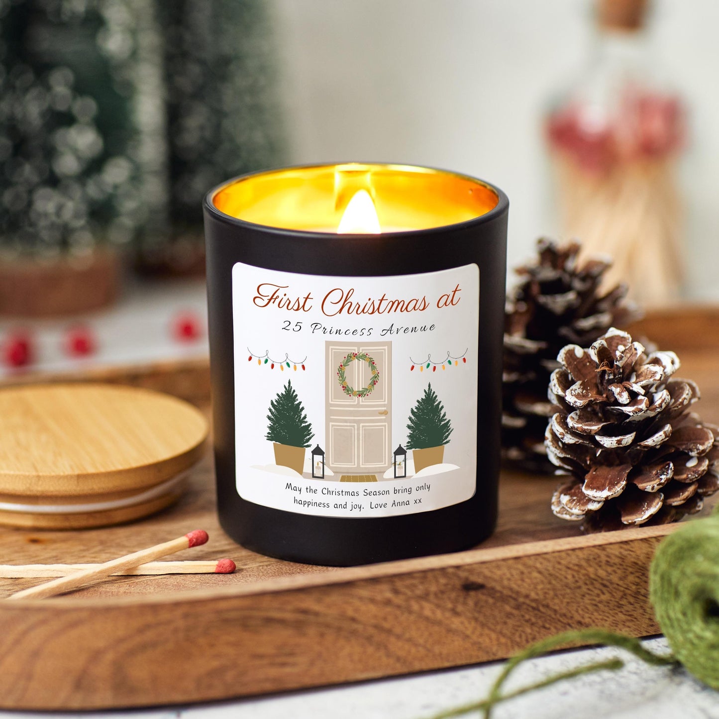 First Christmas in New Home Candle Gift, Couple Christmas Present, Xmas Gift Personalised Happy New Home, First Home Housewarming Christmas Gift