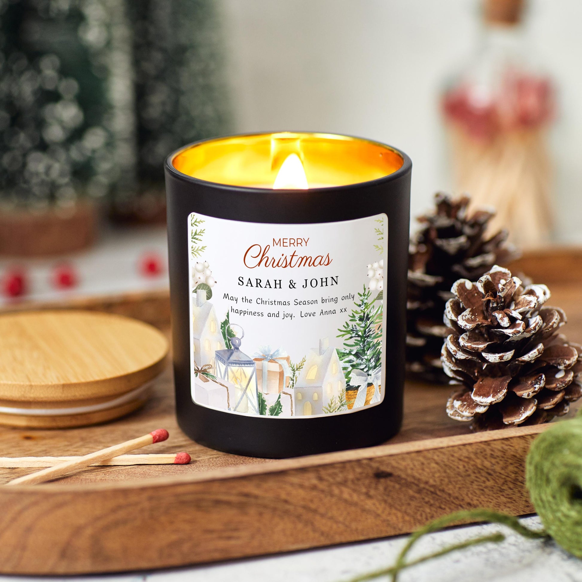 Personalised Christmas candle gift, stocking filler Christmas present,Christmas hamper, holiday candle, festive candle, Christmas Eve gift, Xmas gift scented candle