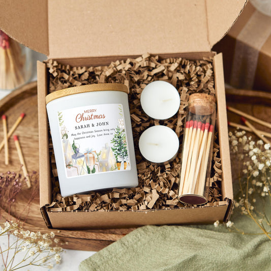 Personalised Christmas candle gift, stocking filler Christmas present,Christmas hamper, holiday candle, festive candle, Christmas Eve gift, Xmas gift scented candle