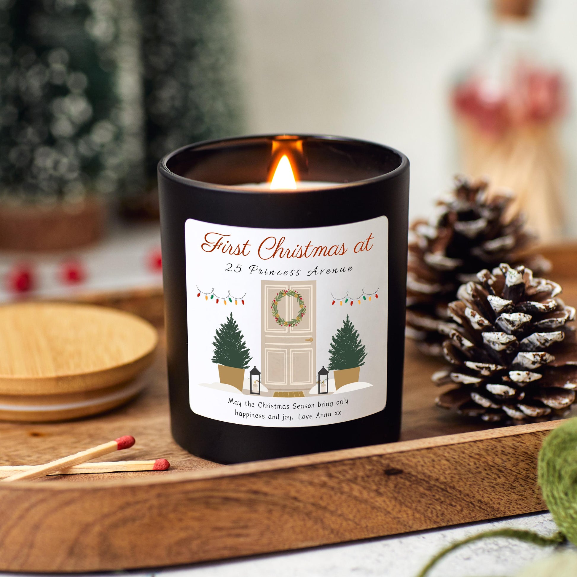 First Christmas in New Home Candle Gift, Couple Christmas Present, Xmas Gift Personalised Happy New Home, First Home Housewarming Christmas Gift