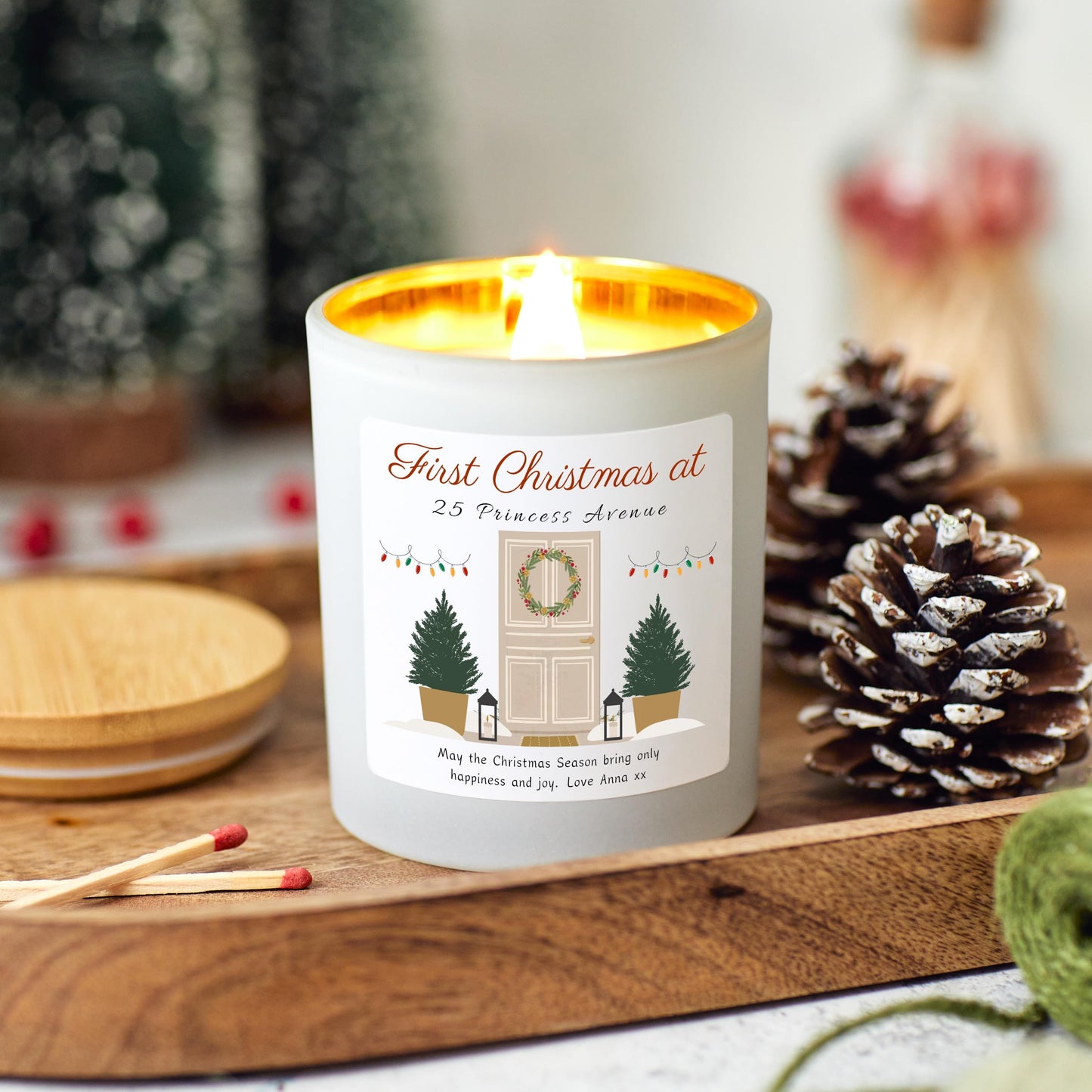 First Christmas in New Home Candle Gift, Couple Christmas Present, Xmas Gift Personalised Happy New Home, First Home Housewarming Christmas Gift