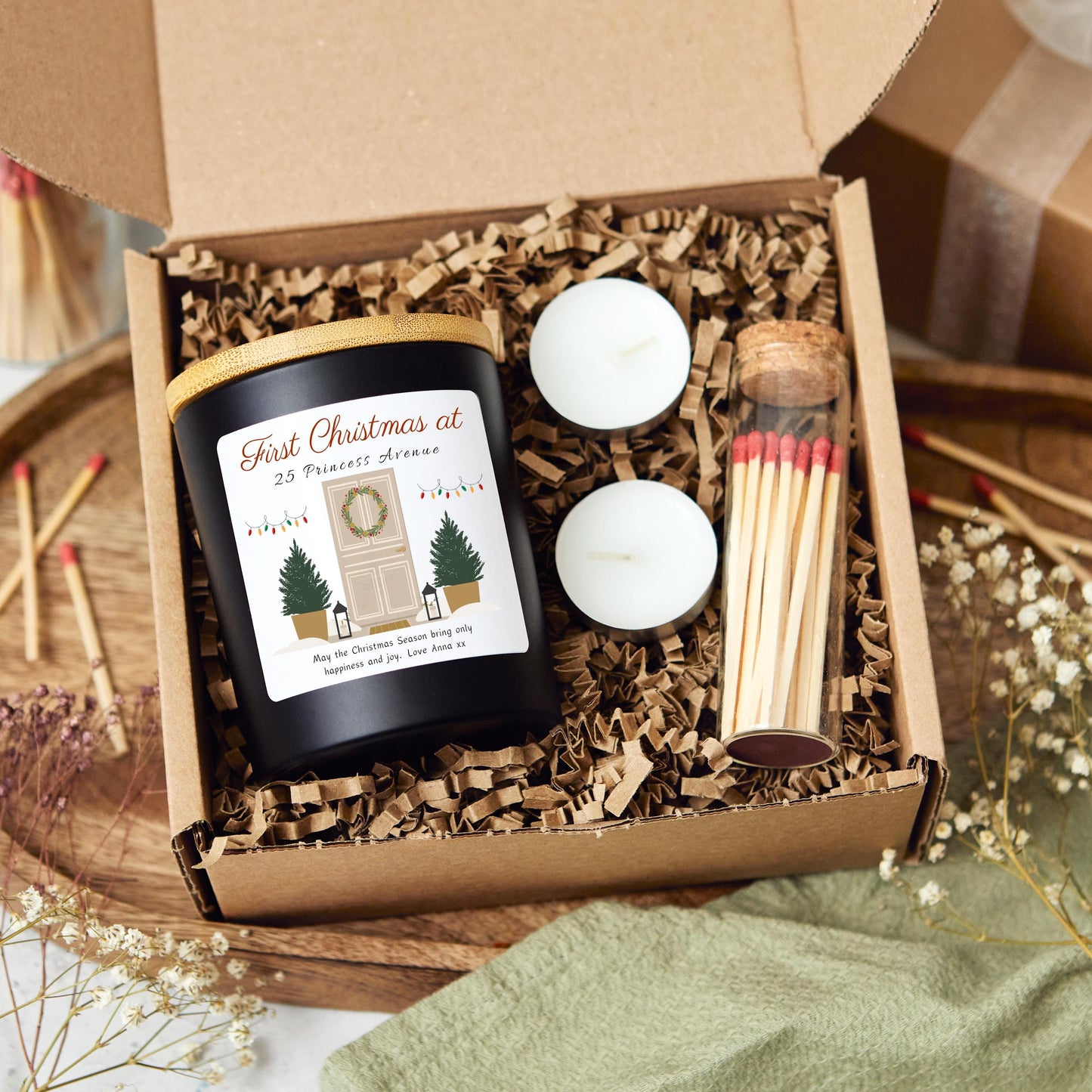 First Christmas in New Home Candle Gift, Couple Christmas Present, Xmas Gift Personalised Happy New Home, First Home Housewarming Christmas Gift
