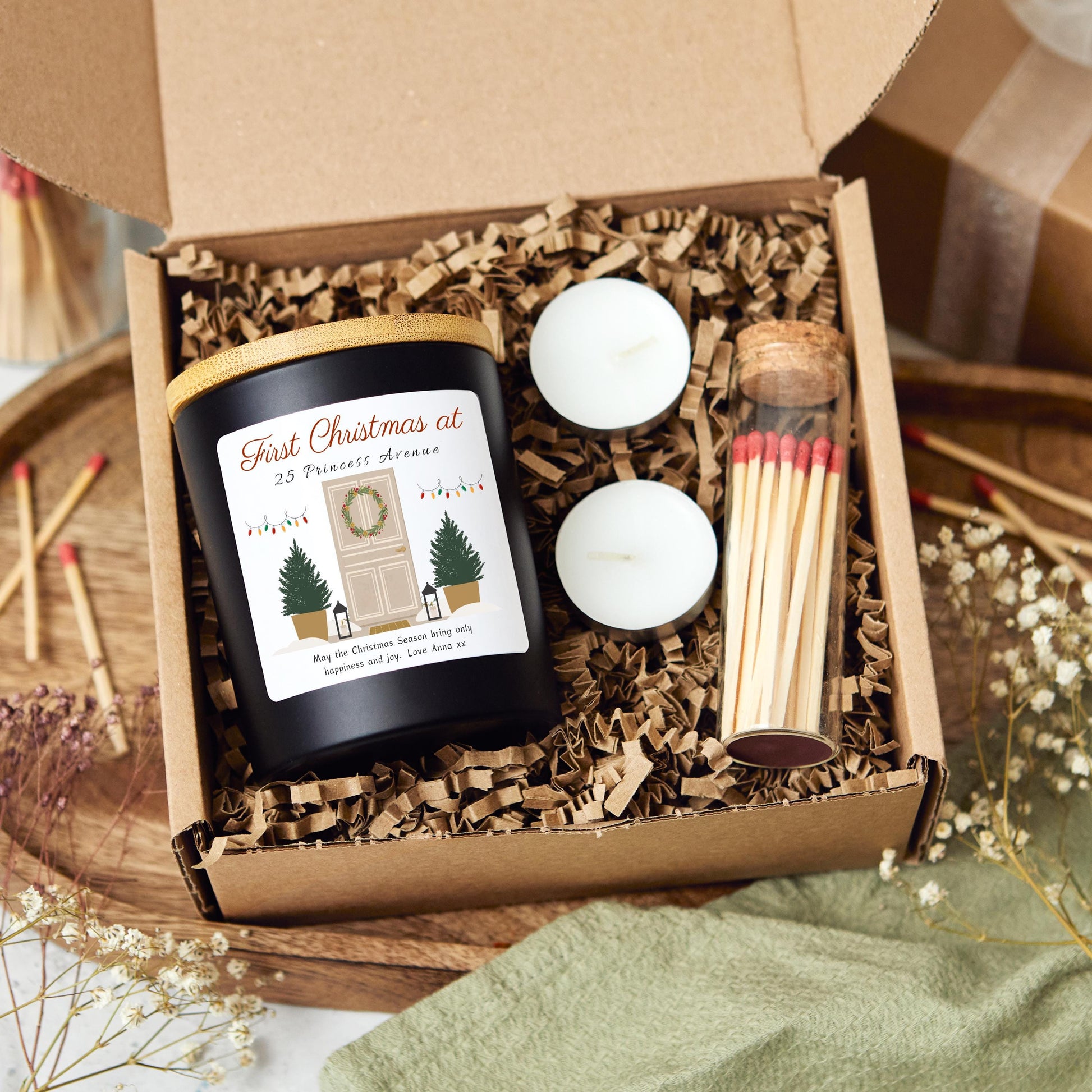 First Christmas in New Home Candle Gift, Couple Christmas Present, Xmas Gift Personalised Happy New Home, First Home Housewarming Christmas Gift