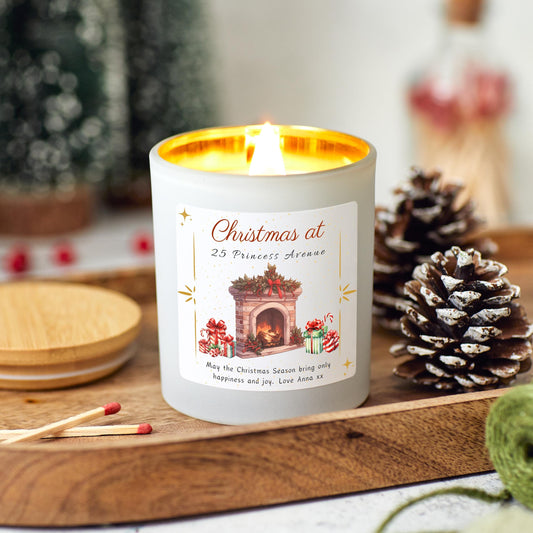 Personalised First Christmas New Home Scented Candle Gift Set, Couple Christmas Present, Xmas Gift Happy First Home, Housewarming Gift
