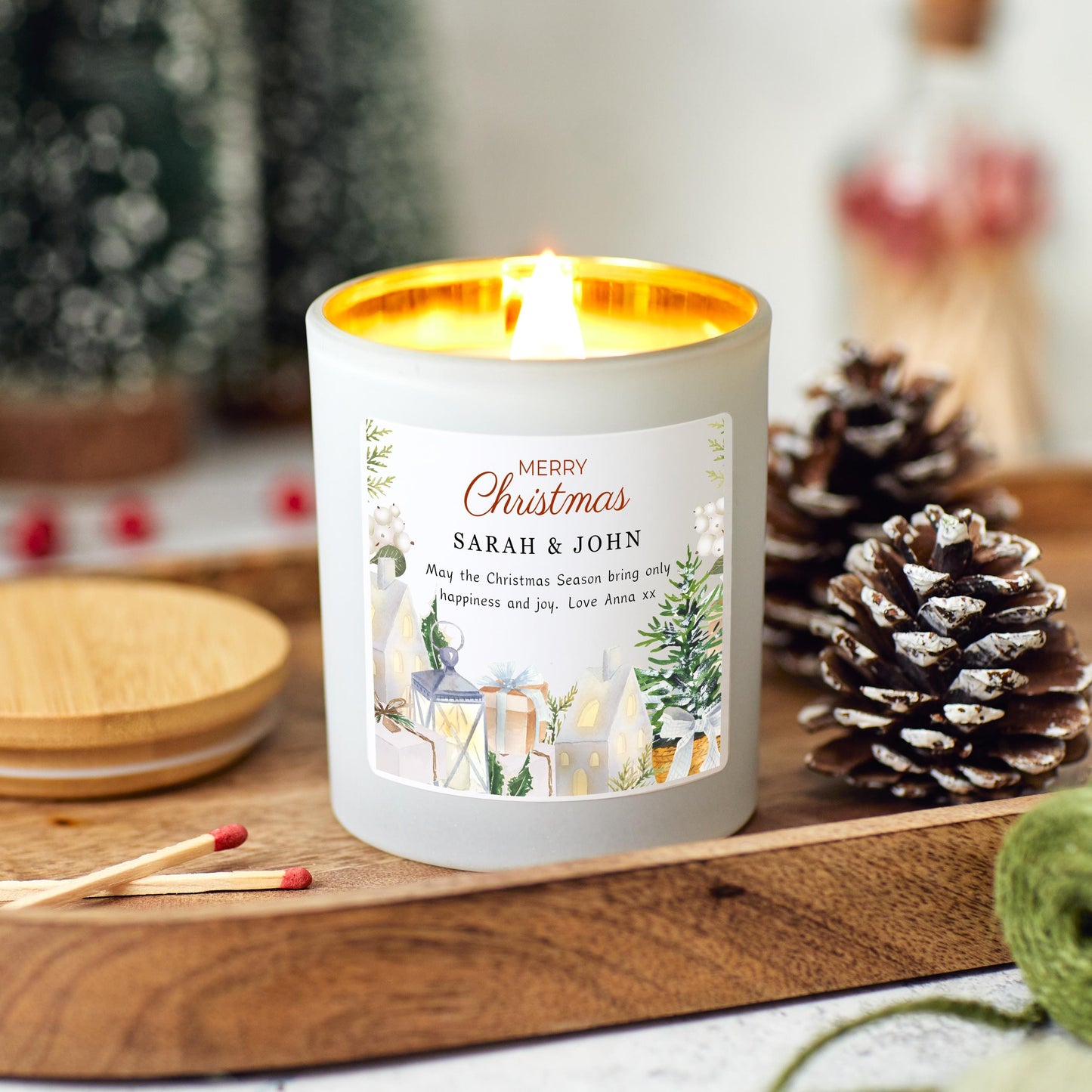 Personalised Christmas candle gift, stocking filler Christmas present,Christmas hamper, holiday candle, festive candle, Christmas Eve gift, Xmas gift scented candle