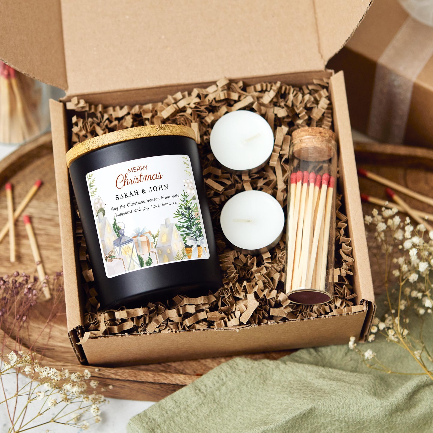 Personalised Christmas candle gift, stocking filler Christmas present,Christmas hamper, holiday candle, festive candle, Christmas Eve gift, Xmas gift scented candle