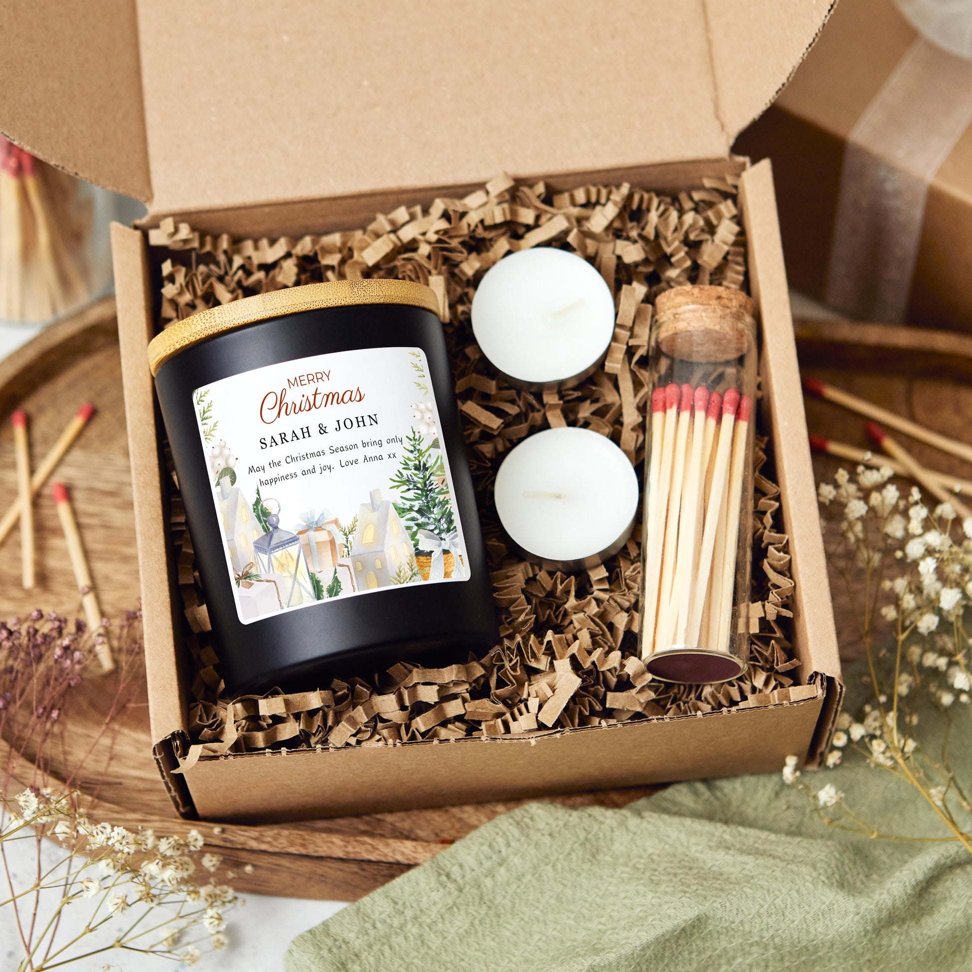 Personalised Christmas candle gift, stocking filler Christmas present,Christmas hamper, holiday candle, festive candle, Christmas Eve gift, Xmas gift scented candle