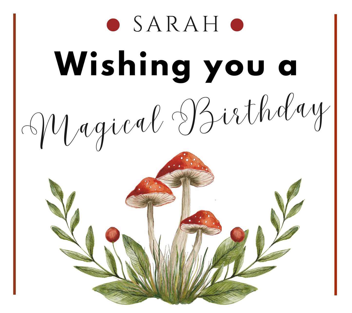 Personalised Mushroom Birthday Candle Gift, Magic Mushroom Birthday Gifts for Women, Mushroom Motifs 30th Birthday Gift for Friend, Birthday Presents for Her