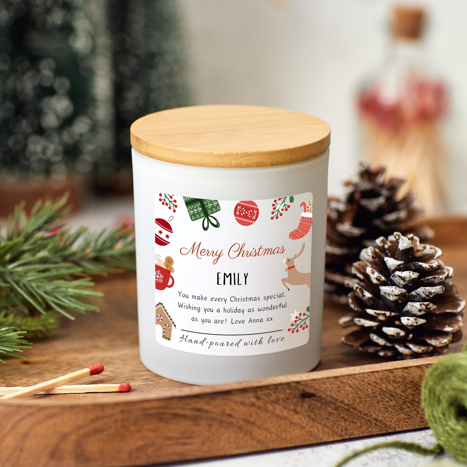 Christmas Candle Personalised Merry Christmas Present for Friend, Sister Gift, Coworker Xmas Gift for Friends, Handmade Holiday Candle