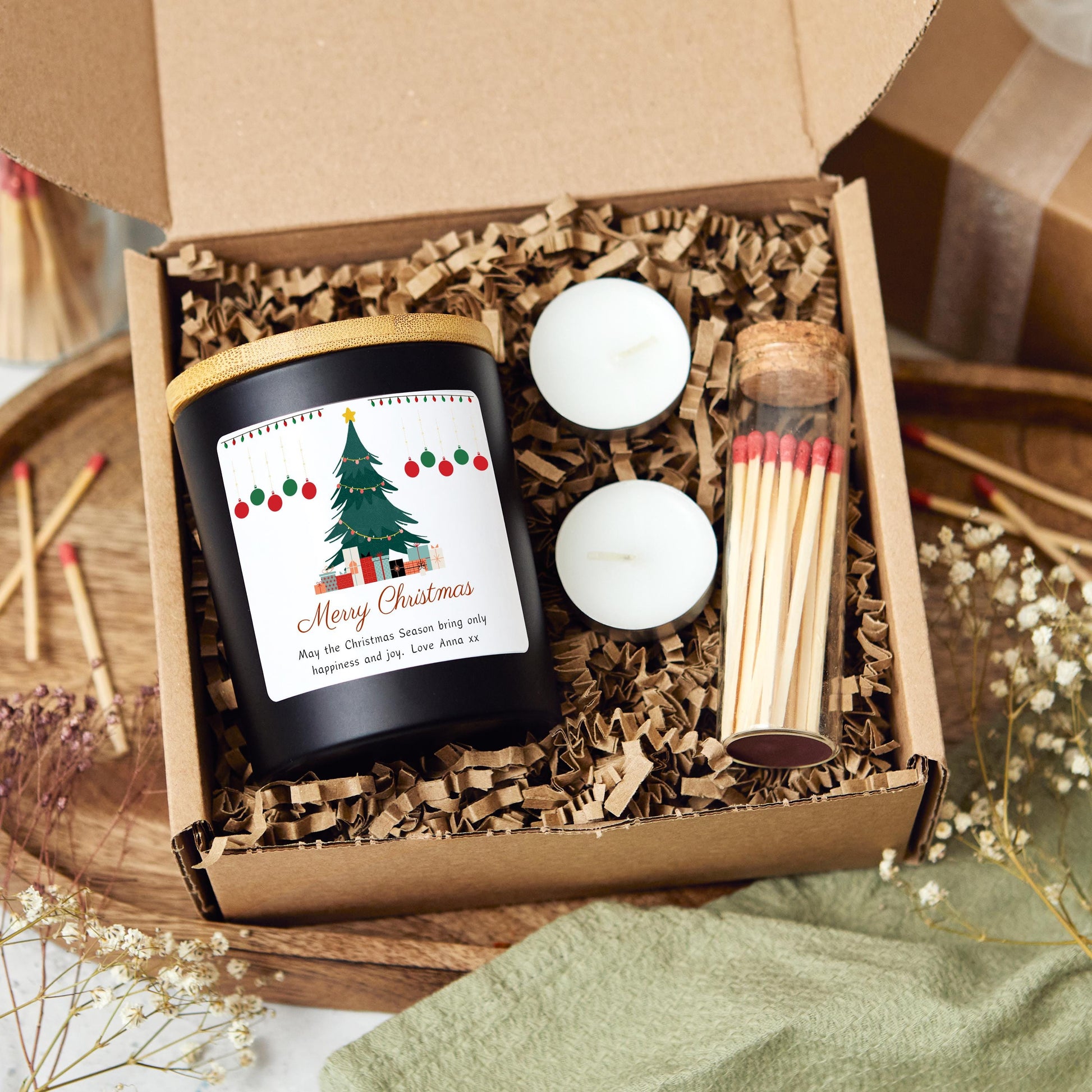 Merry Christmas Candle Gift For Her Personalised Gift Set Present for Couple, Sister, Coworker Xmas Present, Friend Bestie Gift Secret Santa