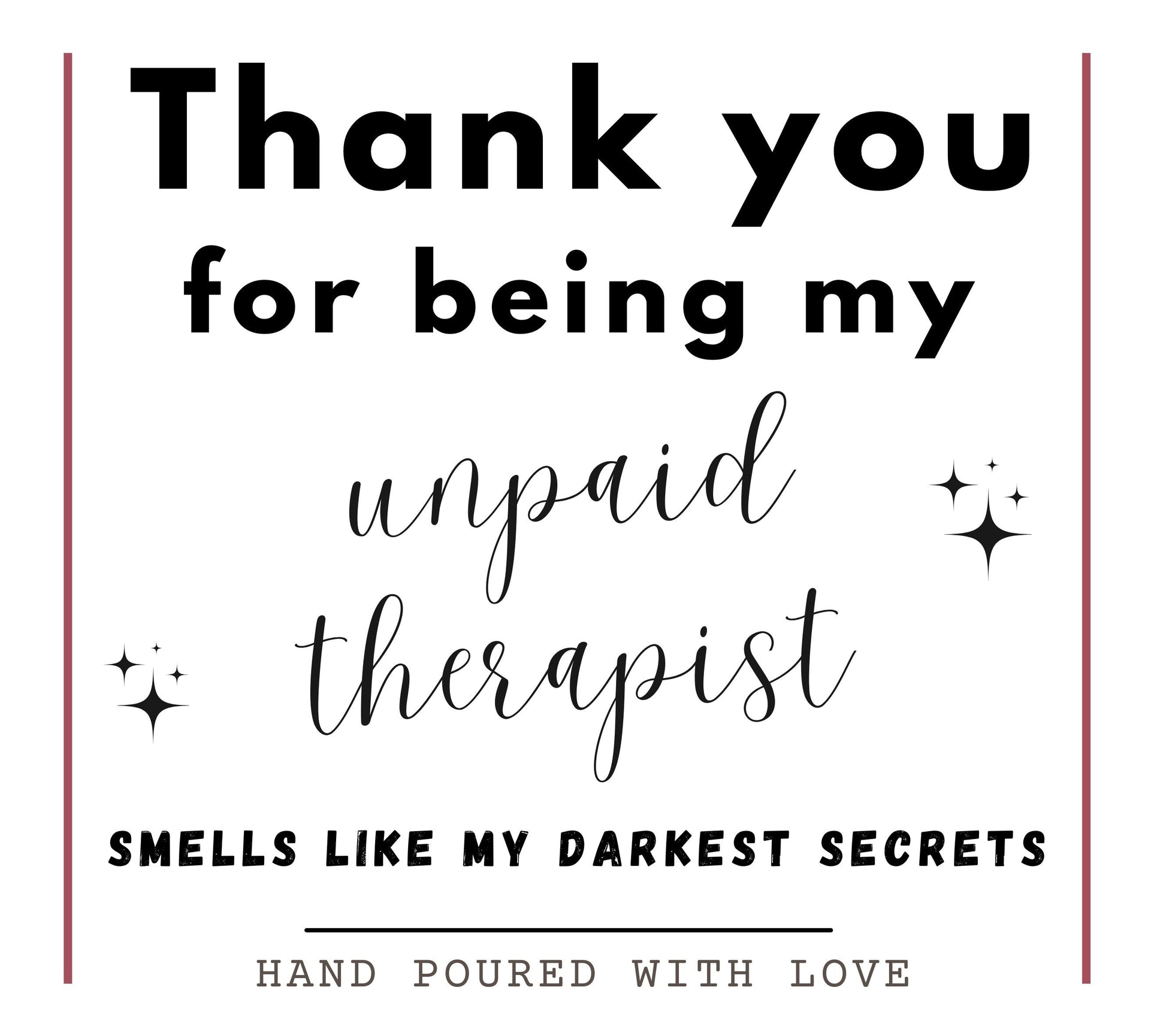 Thank You for Being my Unpaid Therapist, Best Friend Gift Funny Candles, Christmas Funny Gifts for Her, Coworker Gift, Birthday Present