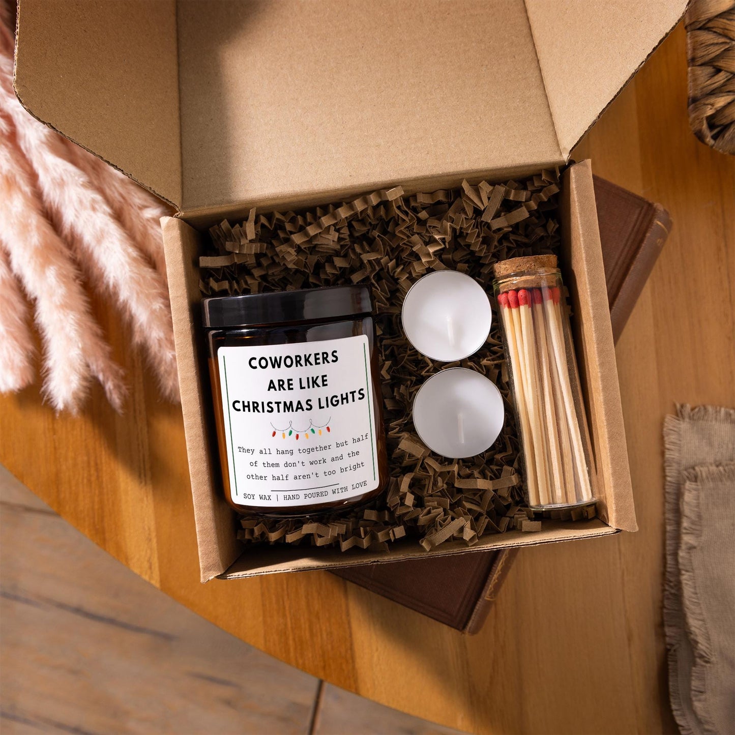 Coworker Funny Secret Santa Gift Xmas Present for Friend Colleague, Office Gifts Xmas Holiday Candles, Unique Secret Santa Gifts, Funny Joke Candle Christmas Coworkers are Like Christmas Lights, Work Colleague, Team Member