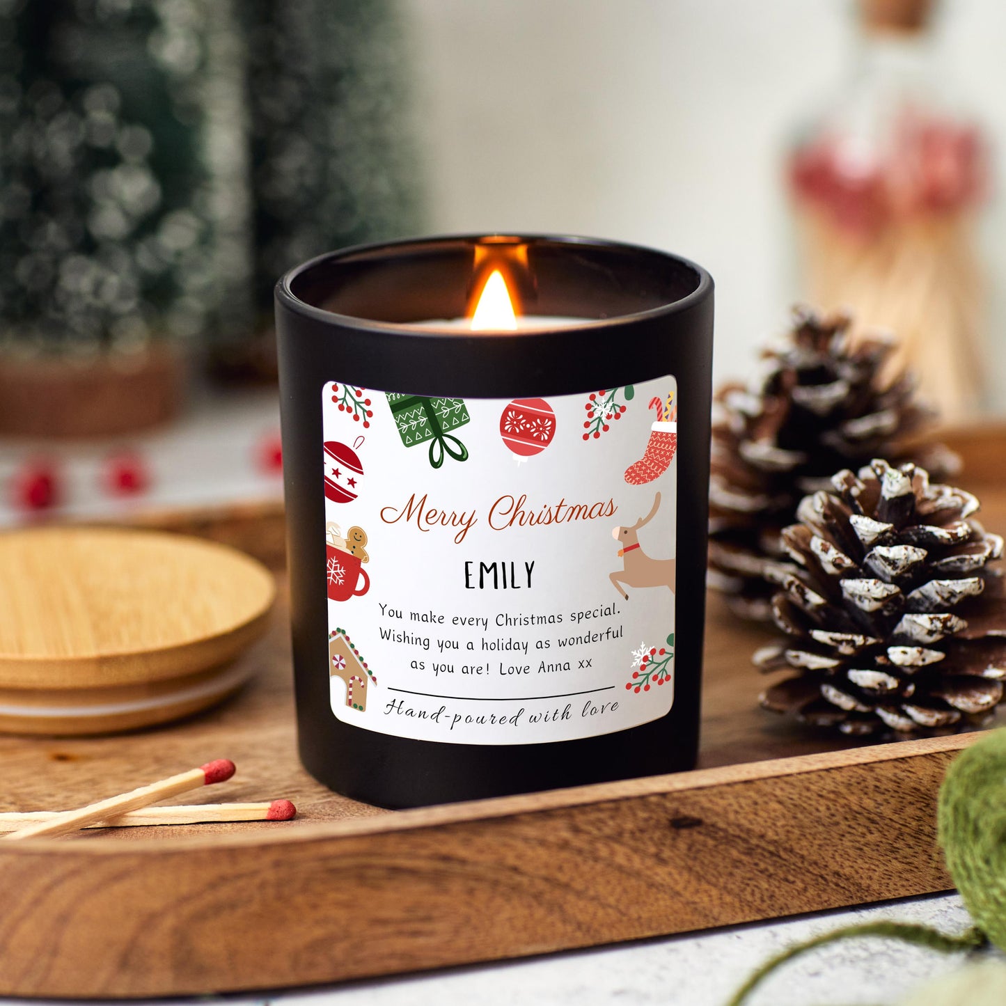Christmas Candle Personalised Merry Christmas Present for Friend, Sister Gift, Coworker Xmas Gift for Friends, Handmade Holiday Candle