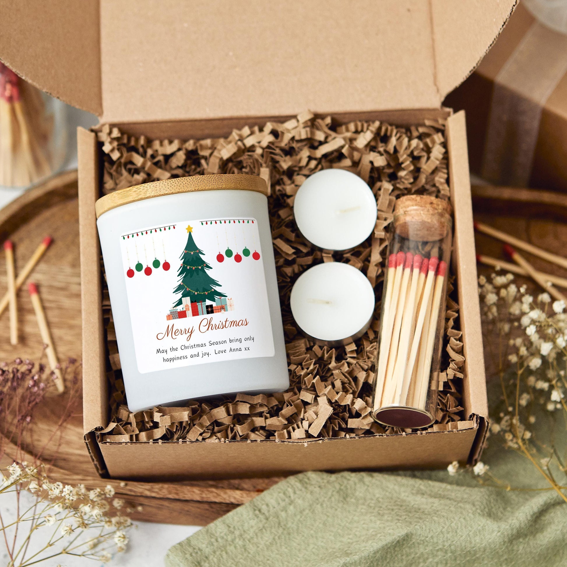 Merry Christmas Candle Gift For Her Personalised Gift Set Present for Couple, Sister, Coworker Xmas Present, Friend Bestie Gift Secret Santa
