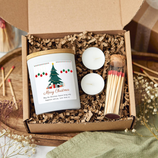 Merry Christmas Candle Gift For Her Personalised Gift Set Present for Couple, Sister, Coworker Xmas Present, Friend Bestie Gift Secret Santa
