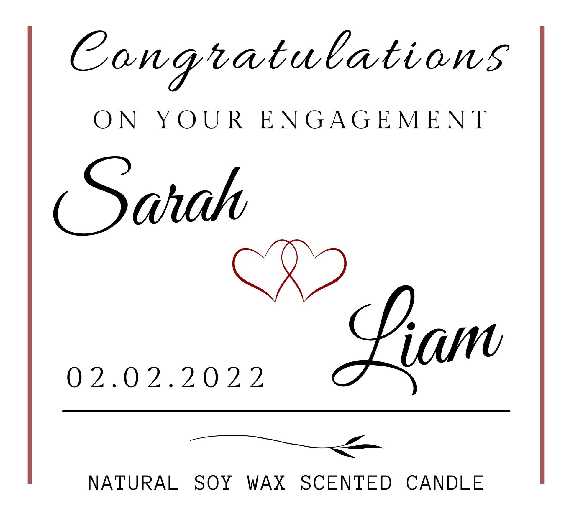 Engagement Candle Personalised with Names, Custom Engaged Candle Gift for Future Bride & Groom, Unique Engagement Presents for Couple, Custom Engagement Keepsake, Newly Engaged Present. Engagement Party, Bride to Be Gift