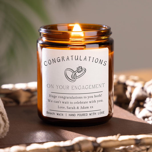 Personalised Scented Candle, Congratulations Engagement Gift for Couple, Engagement Present for Bride to Be, Custom Engaged Gift, Bridal Shower Gift Future Mrs Gift, Engagement Keepsake, Proposal Gift, Newly Engaged Present, Engagement Party Gift