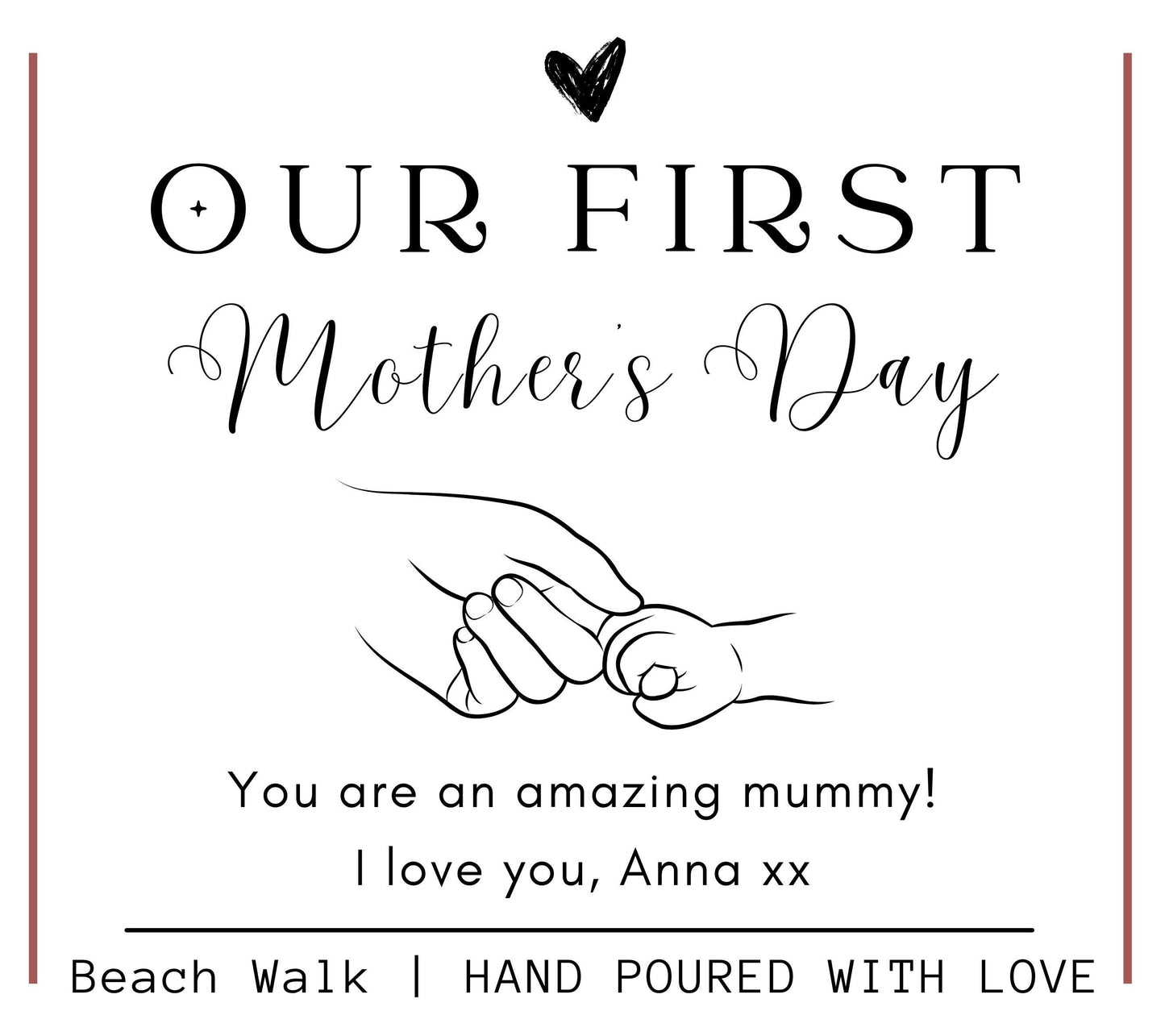 Our First Mothers Day Personalised Candle Gift for Mum, Mothers Day Presents from Baby Mummy, Best Mum Candle Gift For Her Scented Candle, New Mum Gift