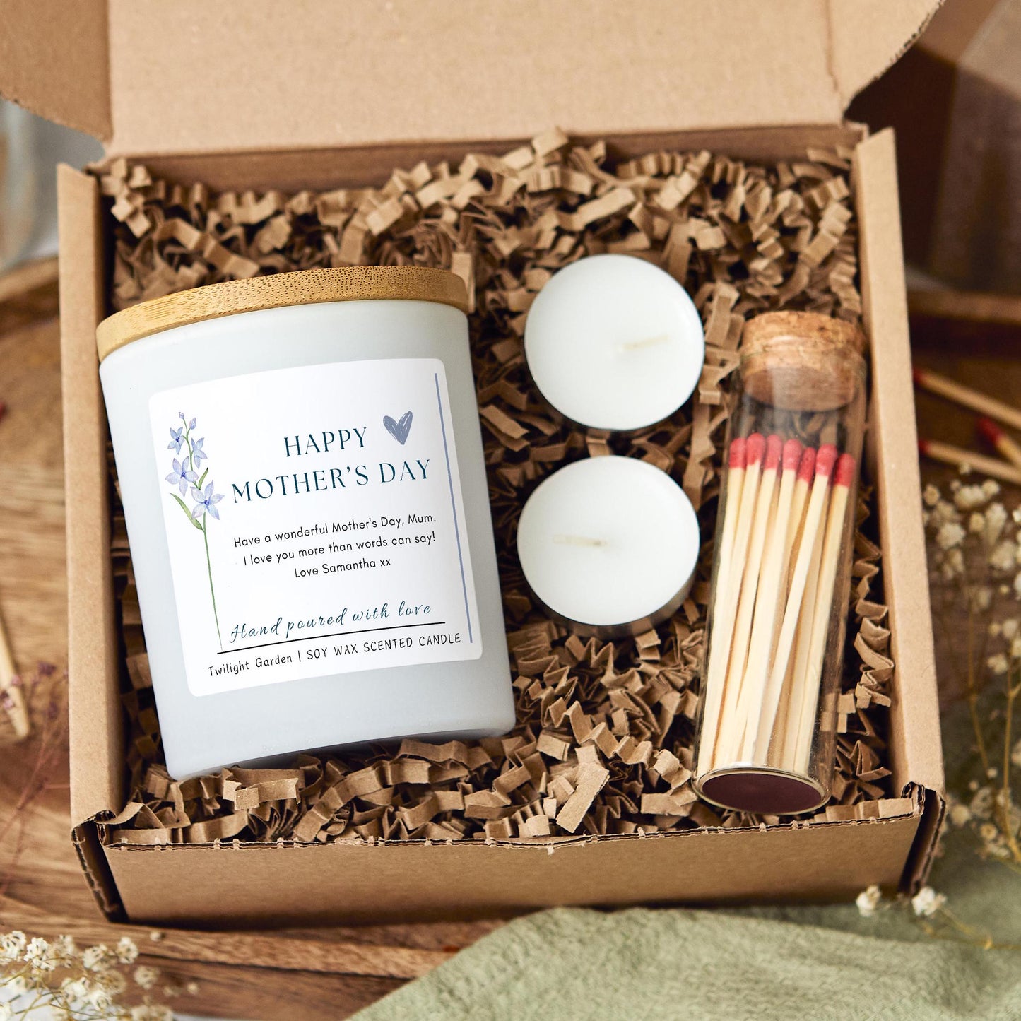 Mother’s Day Personalised Candle Gift for Best Mum, Mother’s Day Presents, Best Mum Candle Gift For Her, New Mum Gift, Gifts from Children, Gift Set with Matches