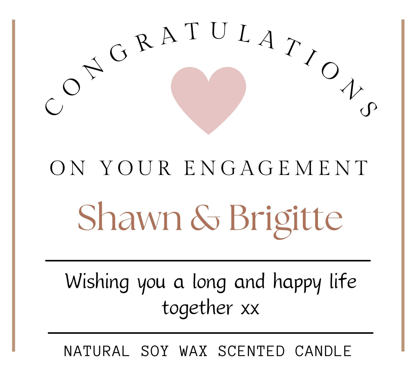 Engagement Candle Personalised Present, Congratulations Engagement Gift for Future Bride & Groom, Unique Engagement Presents for Her and Him