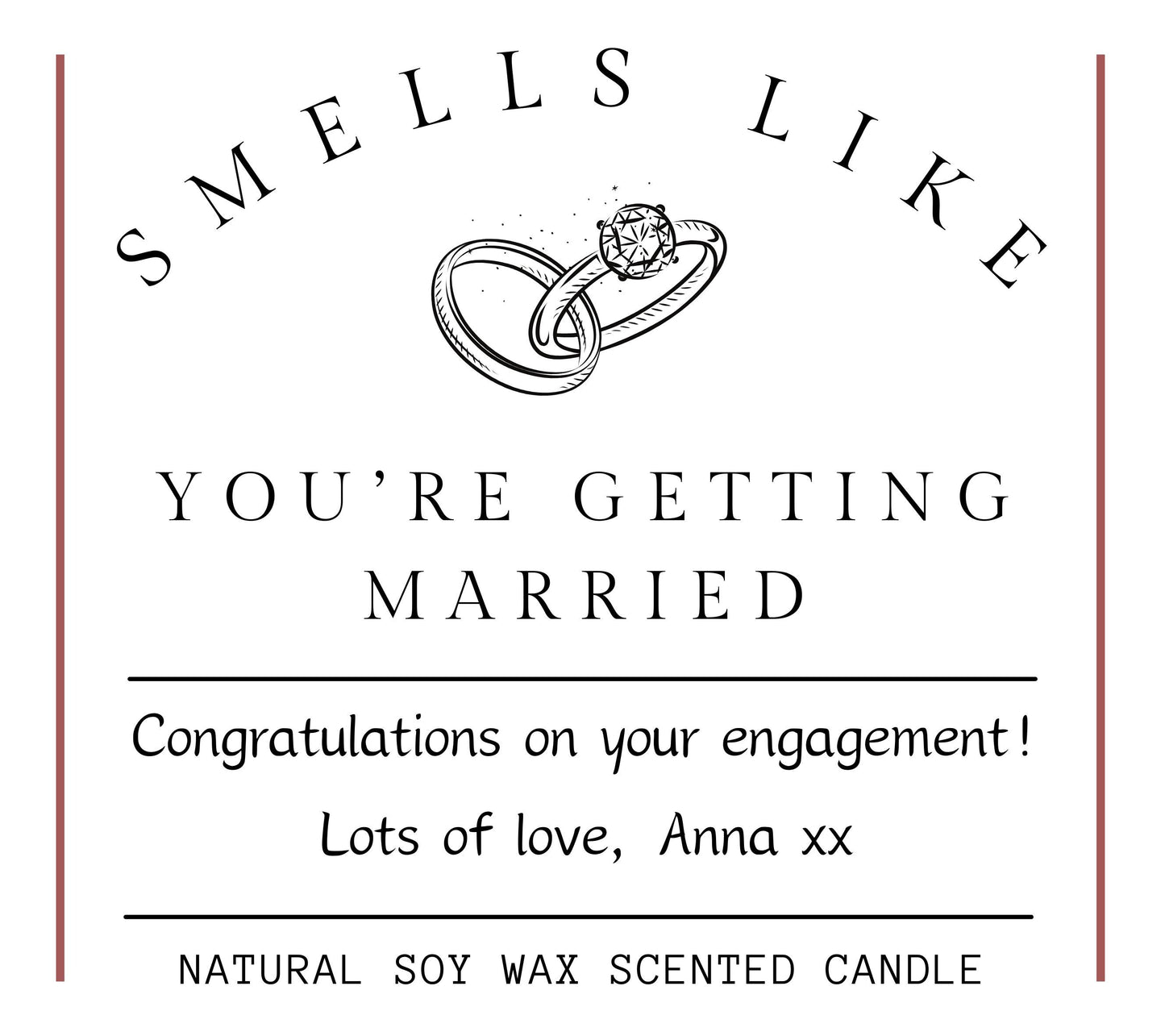 Smells Like You're Getting Married Engagement Candle, Personalised Engagement Present, Congratulations Couples Gift, Custom Engagement Party