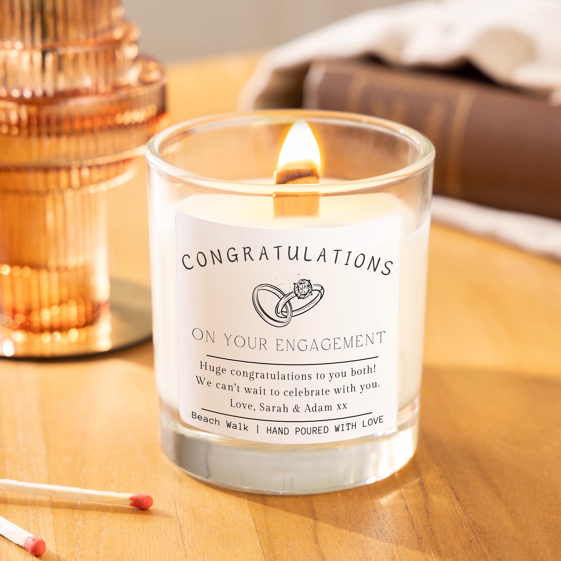 Personalised Scented Candle, Congratulations Engagement Gift for Couple, Engagement Present for Bride to Be, Custom Engaged Gift, Bridal Shower Gift Future Mrs Gift, Engagement Keepsake, Proposal Gift, Newly Engaged Present, Engagement Party Gift