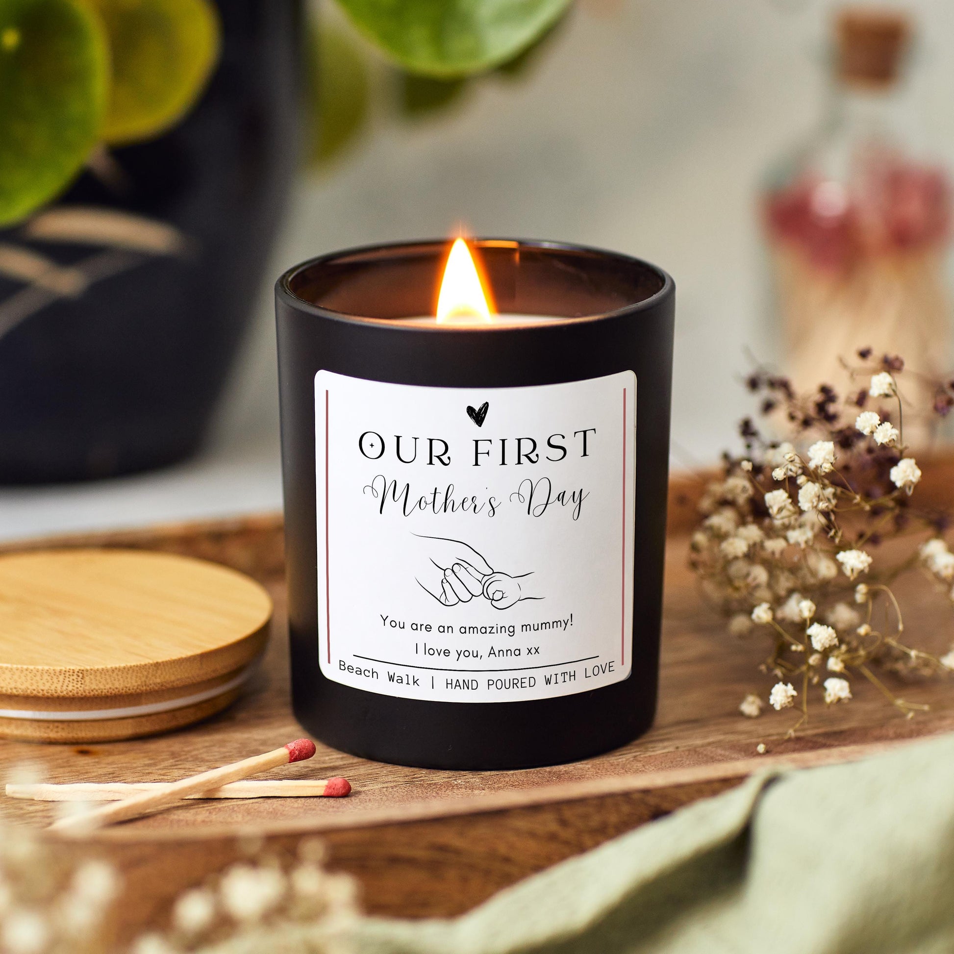 Our First Mothers Day Personalised Candle Gift for Mum, Mothers Day Presents from Baby Mummy, Best Mum Candle Gift For Her Scented Candle, New Mum Gift