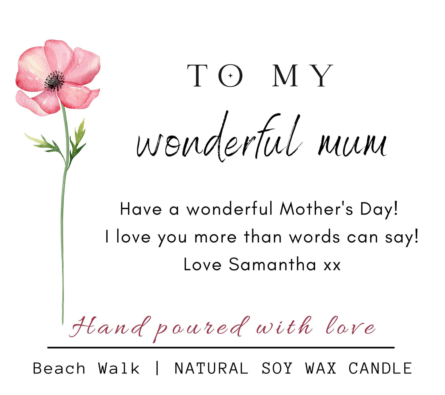 Wonderful Mum Mothers Day Personalised Candle Gift for Best Mum, Mothers Day Presents, Best Mum Candle Gift For Her, New Mum Gift, Gifts from children, Gift Set With Matches, Grandma Gift, Mothers Day Hamper