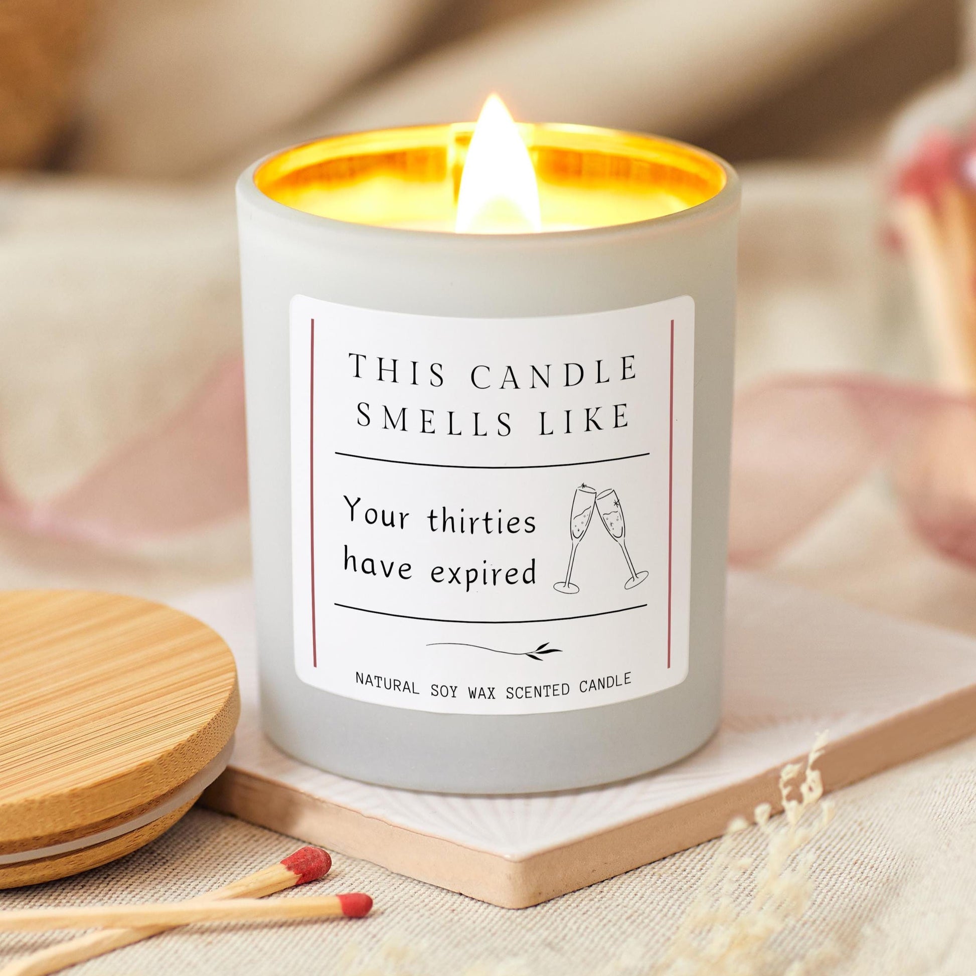 40th Birthday Gift Set With Matches, Smells Like Your Thirties Have Expired, 40th Birthday Gifts for Women, 40th Birthday Personalised Candle, Funny Candle for Friends 40th, Auntie Gift, Gift under 20, Gift under 30, Sister Gift, Best Friend Personalised Gift