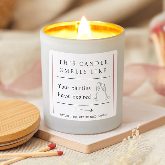 40th Birthday Gift Set With Matches, Smells Like Your Thirties Have Expired, 40th Birthday Gifts for Women, 40th Birthday Personalised Candle, Funny Candle for Friends 40th, Auntie Gift, Gift under 20, Gift under 30, Sister Gift, Best Friend Personalised Gift
