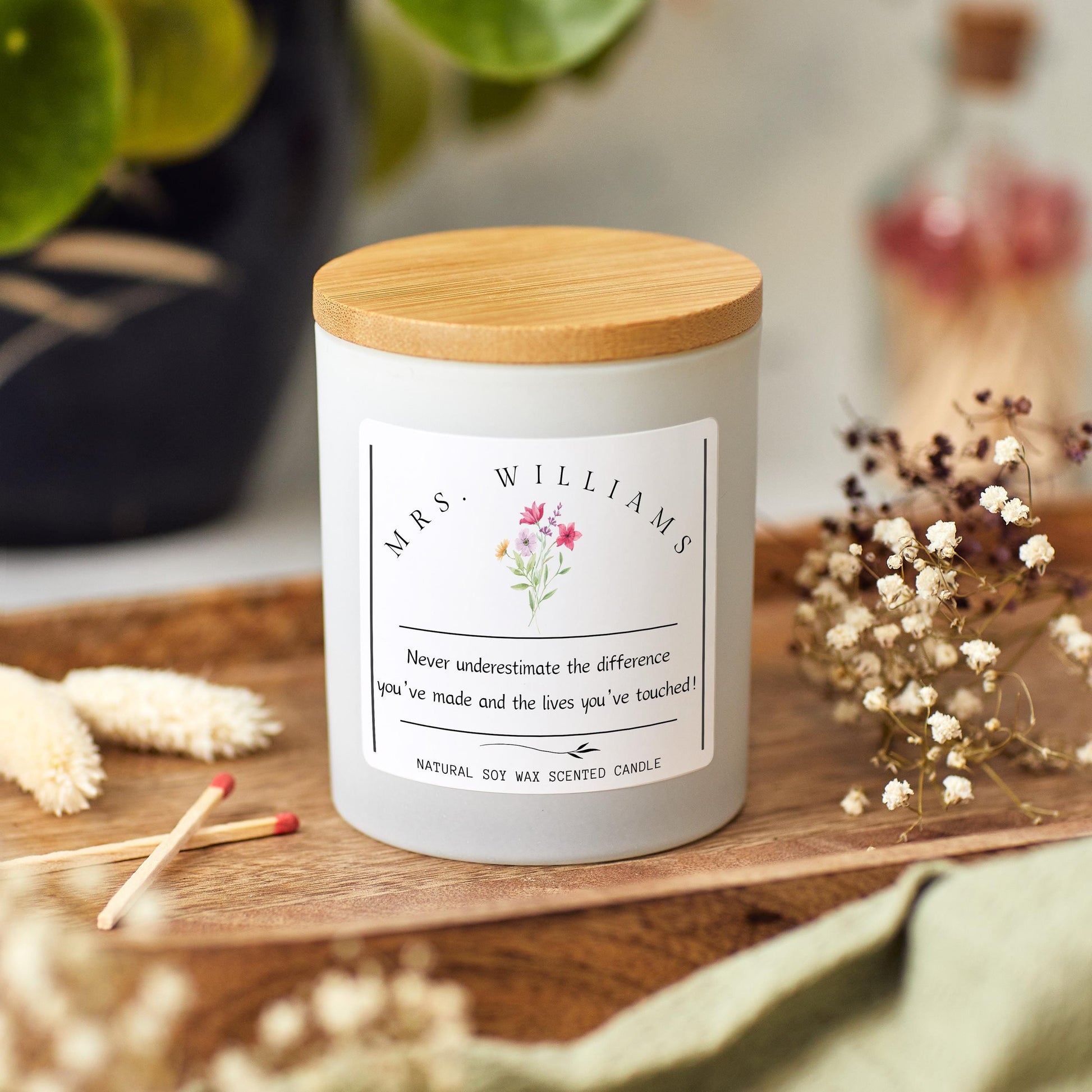 End of Year Teacher Thank You Personalised Candle, End of School Appreciation Gift, Teaching Assistant Gift, Nursery Teacher, Christmas Gift