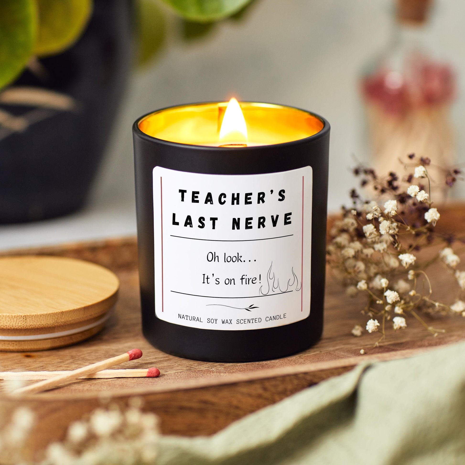 Funny Teacher Thank You Candle, End of School Appreciation Gift, Teaching Assistant End of Term Gift, Teacher's Last Nerve, Christmas Gift