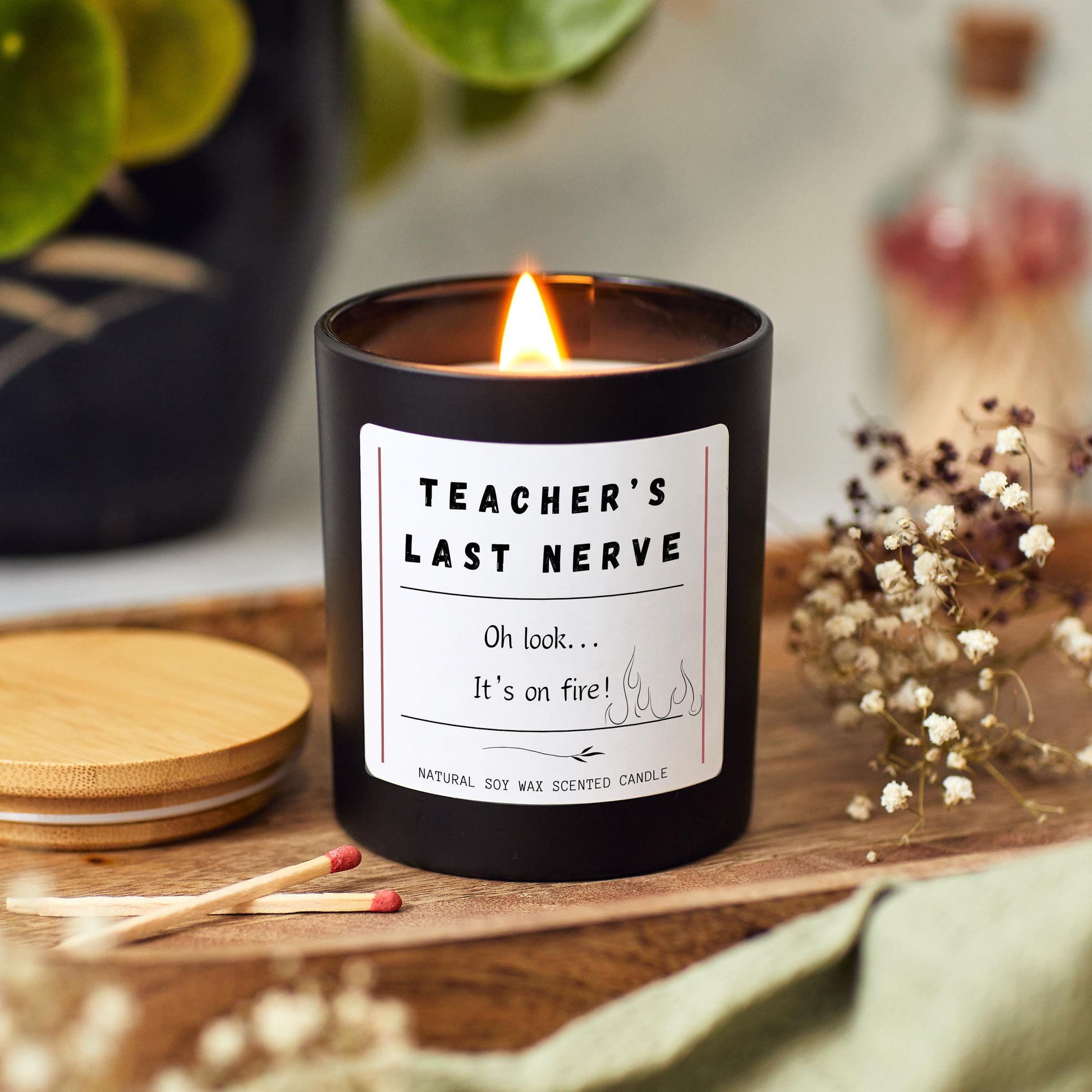 Funny Teacher Thank You Candle, End of School Appreciation Gift, Teaching Assistant End of Term Gift, Teacher's Last Nerve, Christmas Gift