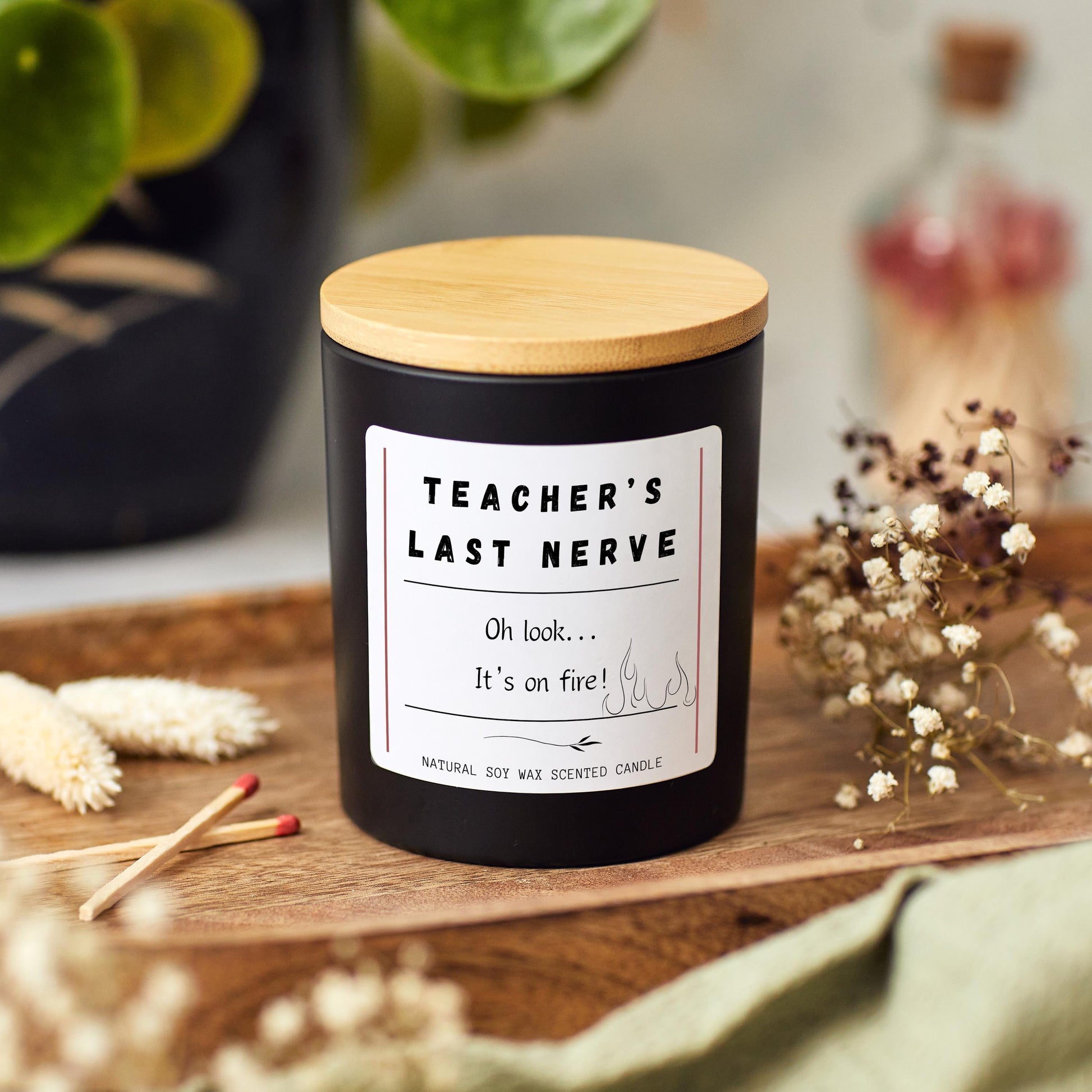 Funny Teacher Thank You Candle, End of School Appreciation Gift, Teaching Assistant End of Term Gift, Teacher's Last Nerve, Christmas Gift
