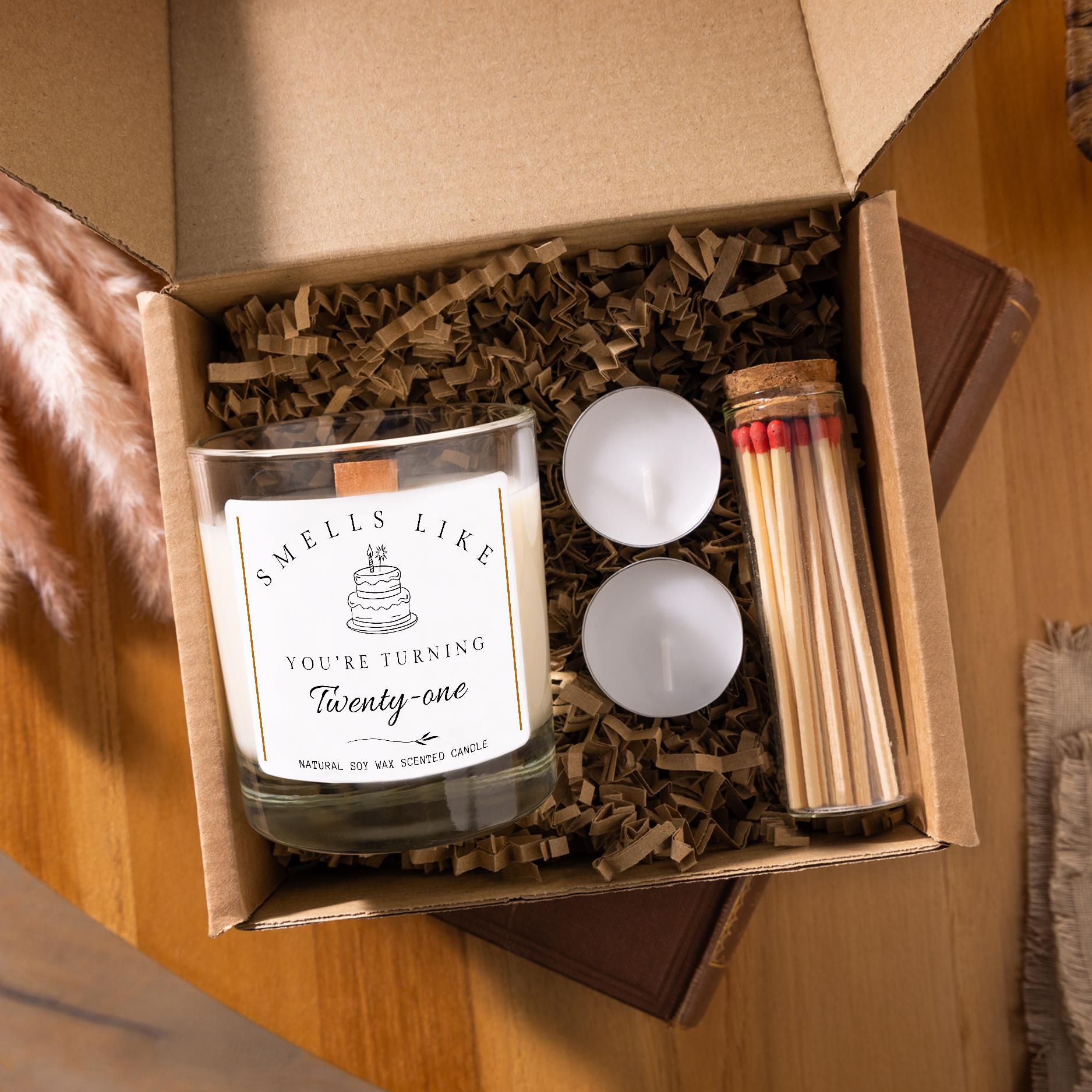 Smells Like You're Turning Twenty-One, 21st Birthday Candle Gift Set for Friend, Funny 21st Birthday Present for Her, Milestone Birthday