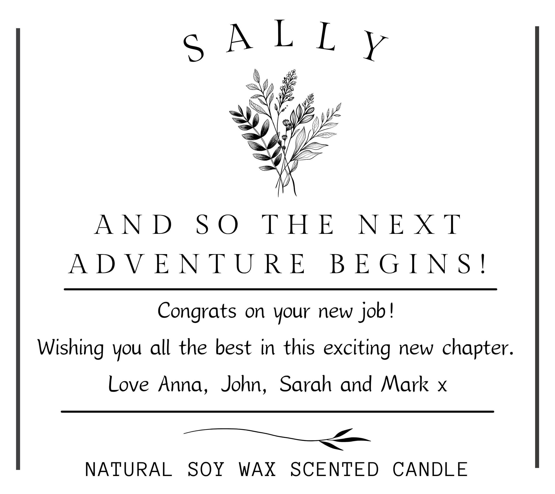 Leaving Work Gift for Colleague Work Friend, Next Adventure Begins Personalised Candle, New Job, Promotion, Team Mate Farewell Goodbye Gift