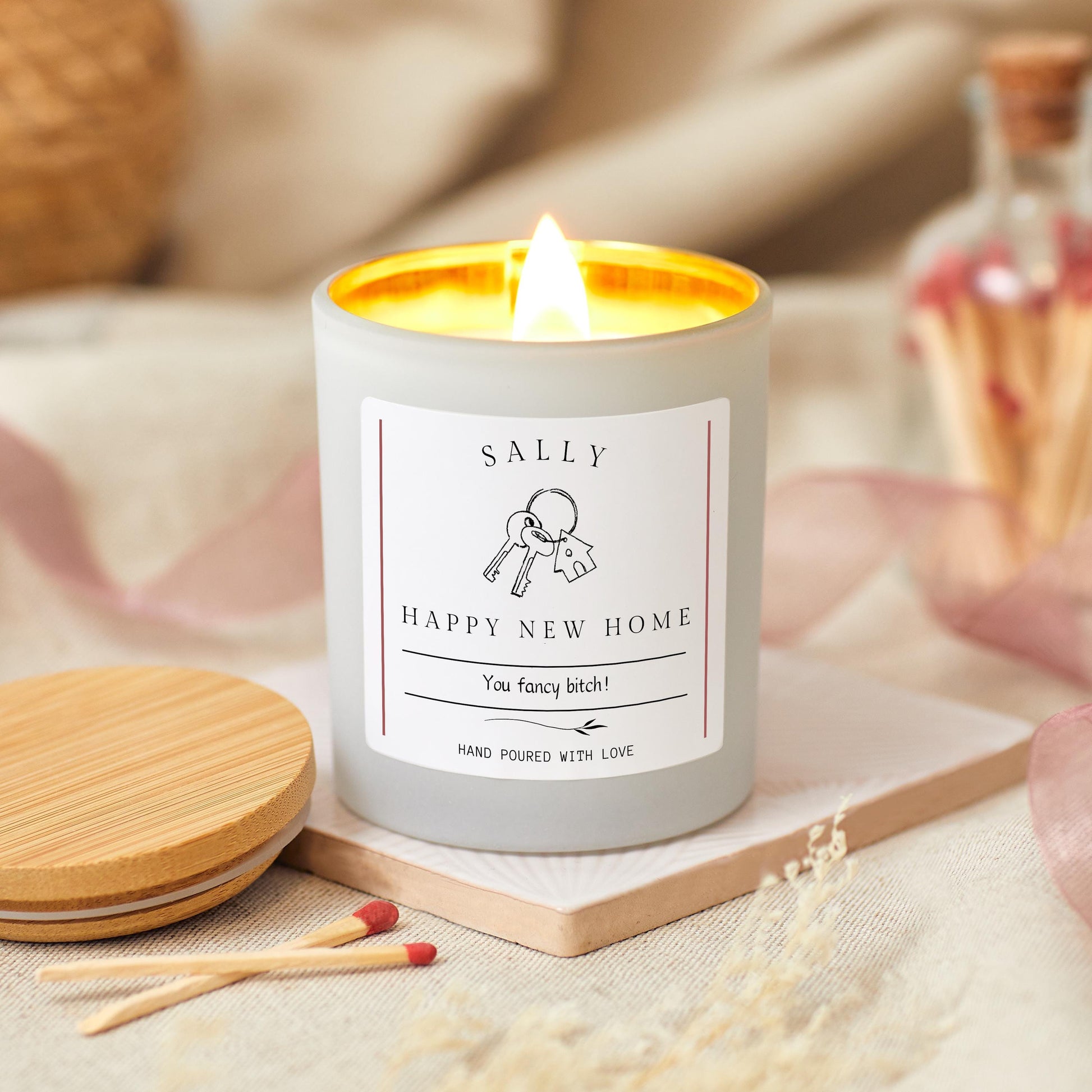 New Home Gift, Funny Personalised Housewarming Candle for Friend, Bestie Gifts for First Home, Fancy Friend, Unique Best Friend Gift