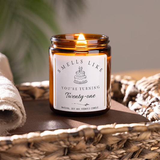 Smells Like You're Turning Twenty-One, 21st Birthday Candle Gift Set for Friend, Funny 21st Birthday Present for Her, Milestone Birthday