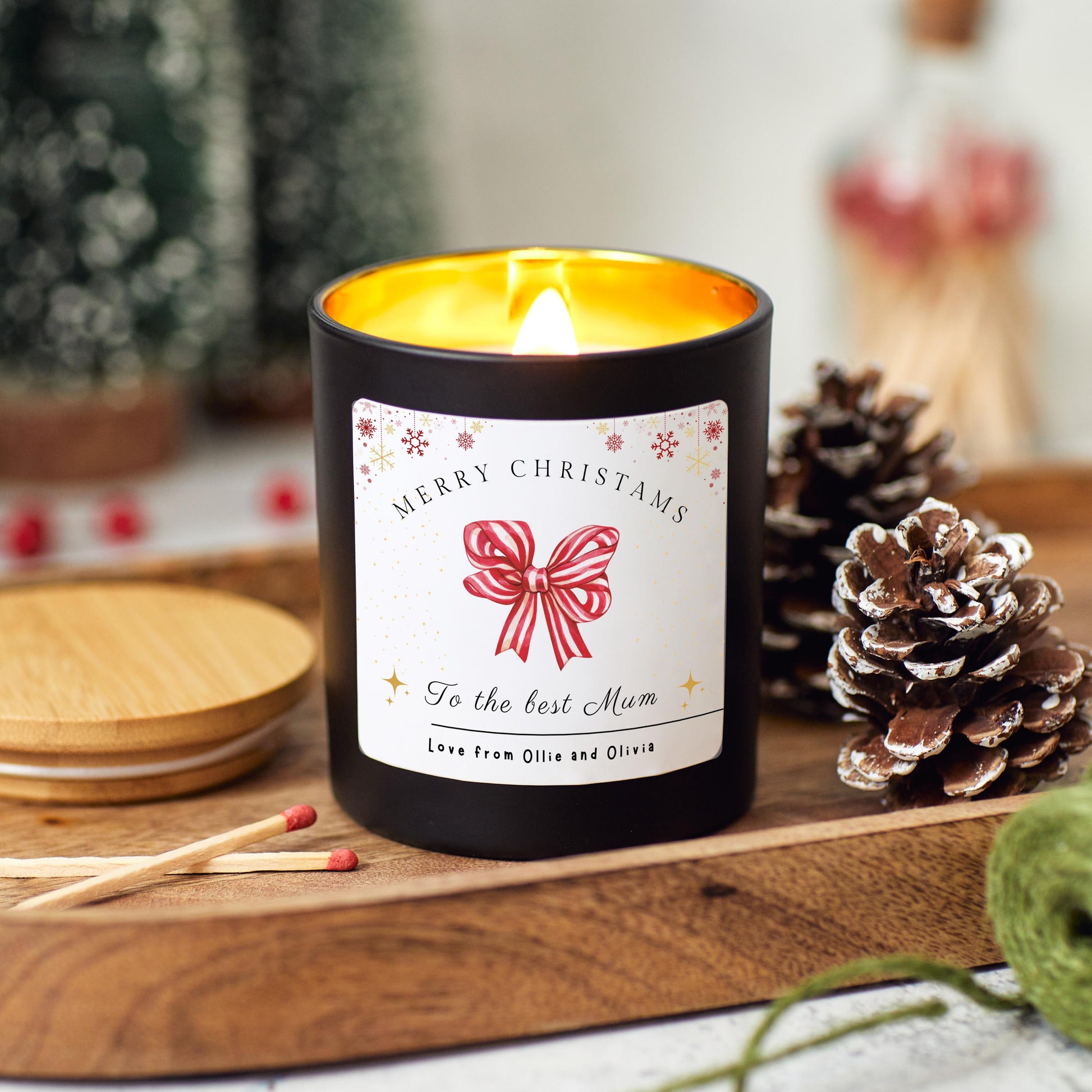 Christmas Candle Personalised Present for Mothers, Merry Christmas to The Best Mum, Christmas Gift for Wife, Christmas Eve Stocking Filler