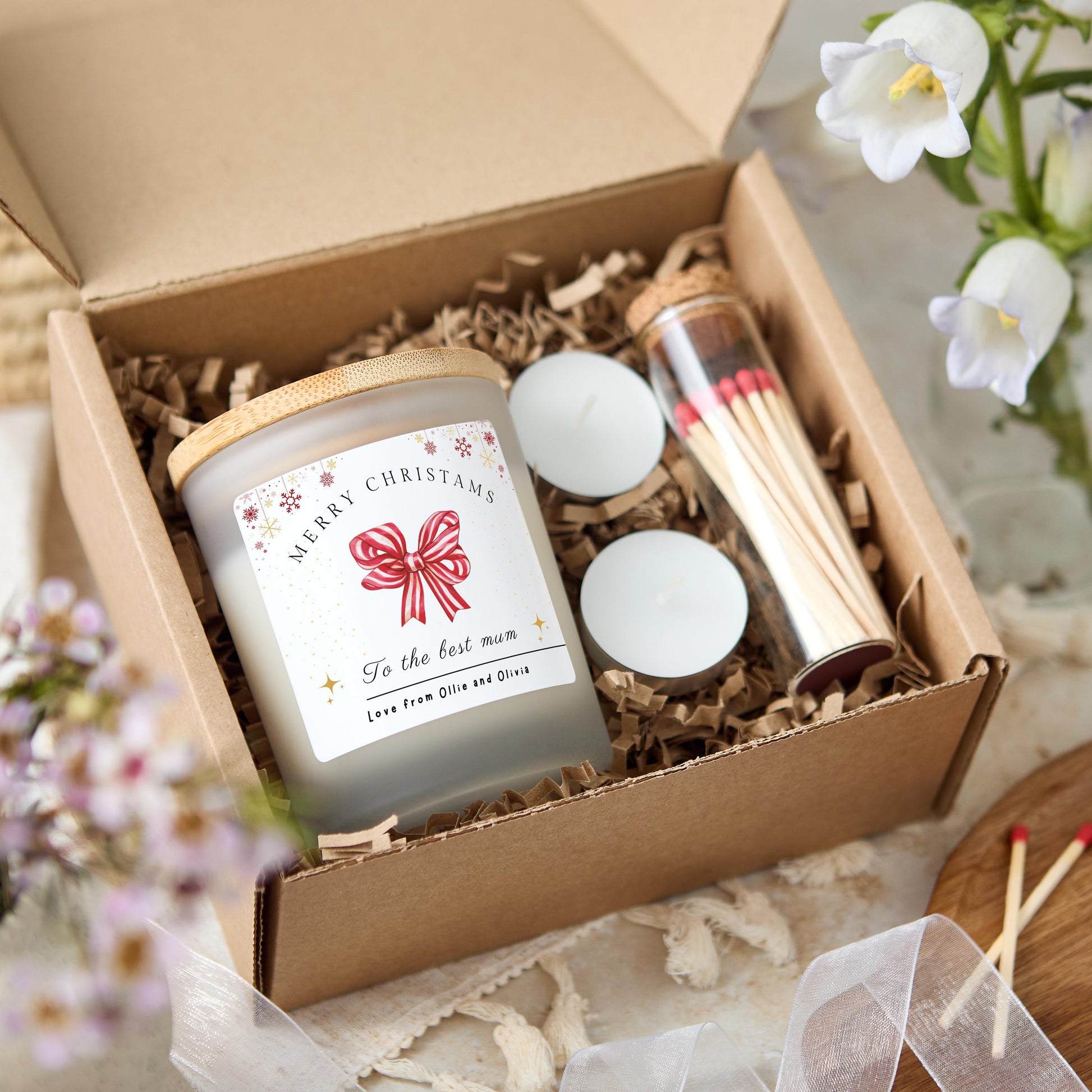 Merry Christmas to The Best Mum Christmas Candle Personalised Present for Mothers, Christmas Gift for Wife, Christmas Eve Stocking Filler