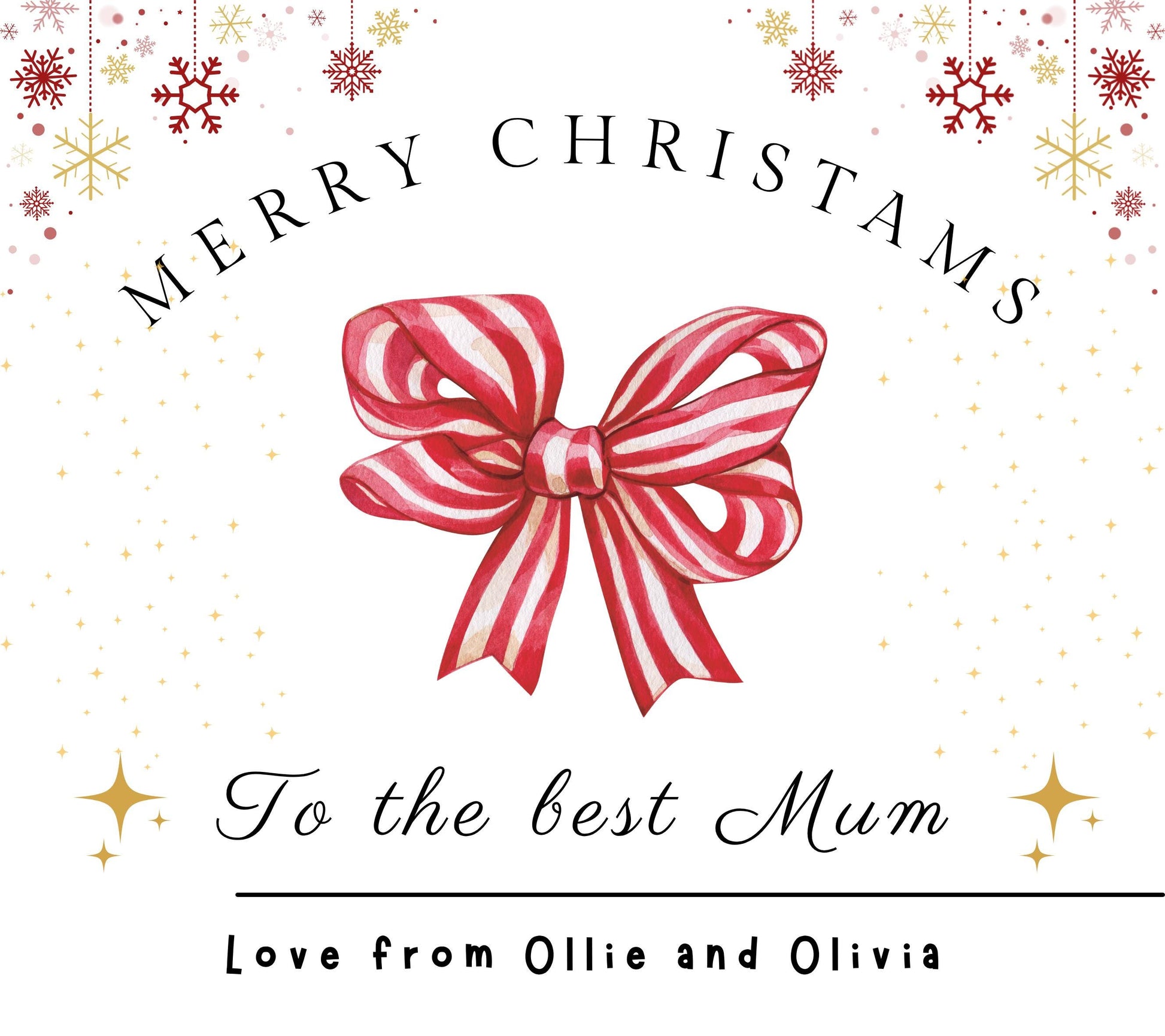 Merry Christmas to The Best Mum Christmas Candle Personalised Present for Mothers, Christmas Gift for Wife, Christmas Eve Stocking Filler