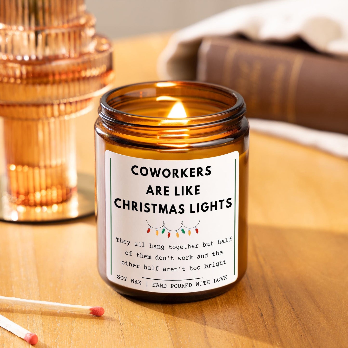 Coworker Funny Secret Santa Gift Xmas Present for Friend Colleague, Office Gifts Xmas Holiday Candles, Unique Secret Santa Gifts, Funny Joke Candle Christmas Coworkers are Like Christmas Lights, Work Colleague, Team Member