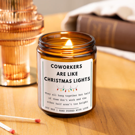 Coworker Funny Secret Santa Gift Xmas Present for Friend Colleague, Office Gifts Xmas Holiday Candles, Unique Secret Santa Gifts, Funny Joke Candle Christmas Coworkers are Like Christmas Lights, Work Colleague, Team Member