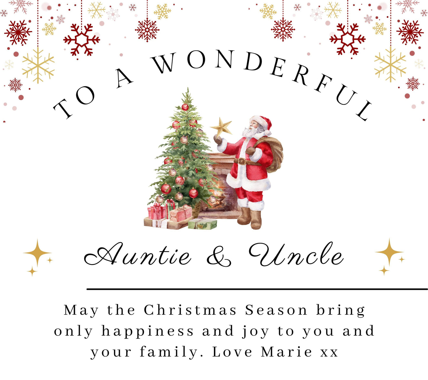 Christmas Gift for Auntie and Uncle, Merry Christmas To Wonderful Aunt Personalised Candle Present for Auntie & Uncle, Christmas Eve Present